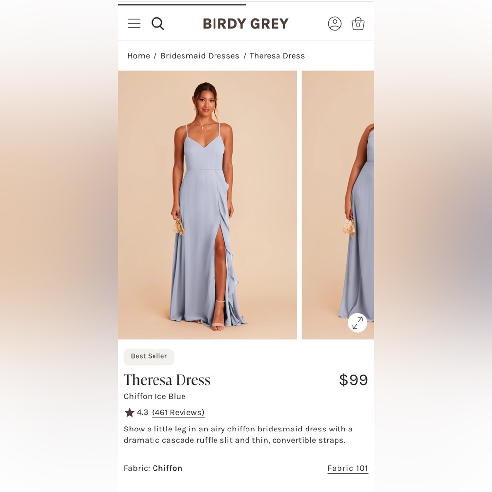 Birdy Grey Chiffon Dusty Blue Theresa Dress
